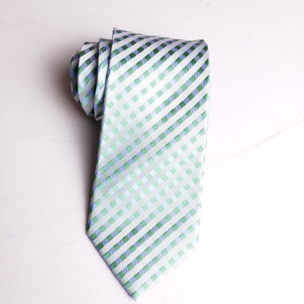 Croft & Barrow Geometric Striped Silk‎ Necktie OS Blue